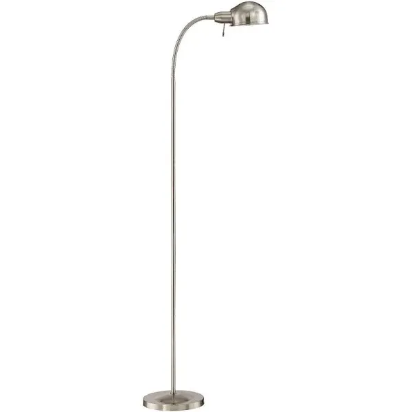 360 Lighting Ridley Modern Standing Task Floor Lamp 61" Tall Satin Nickel Silver Adjustable Gooseneck Arm Bright Lighting for Living Room Reading House Decor Bedroom Home