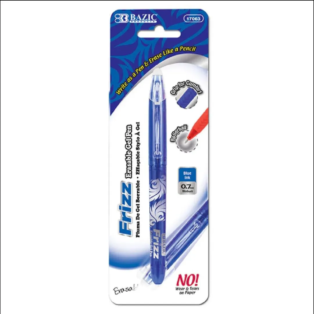 BAZIC Frizz Blue Erasable Gel Pen w/Grip