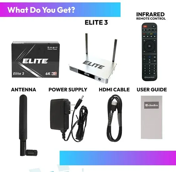 New Elite 3 Latest Technology Android Tv Box 2023, Voice Control Remote, 6K HD with Extra Bonus Backlit Mini Keyboard, 4 GB RAM & 64 GB Media Player