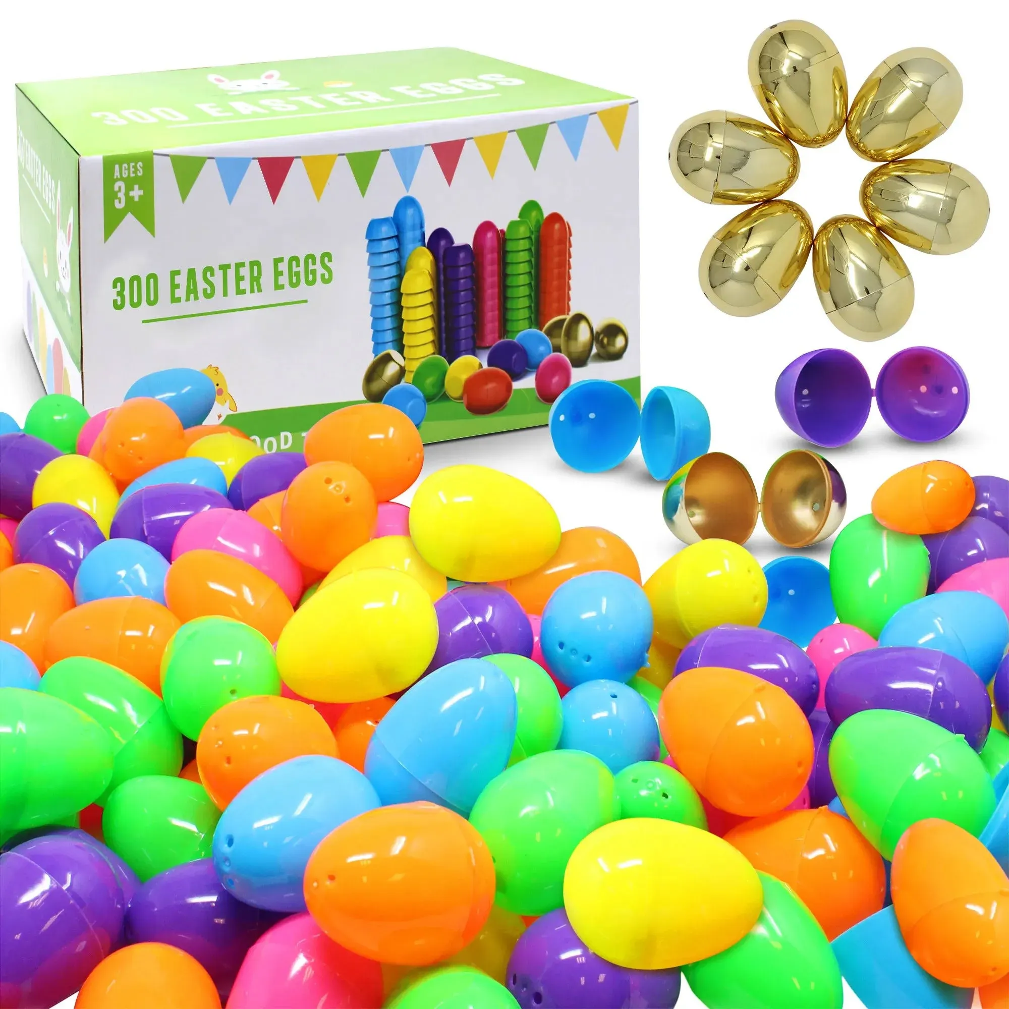 Joyin 300 Pieces 2.3" Easter Eggs Including 6 Golden Eggs for Filling Specific ...