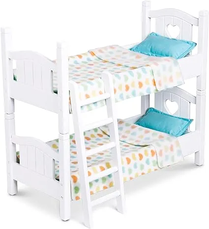 Melissa Doug Mine to Love Wooden Play Bunk Bed for Dolls Up to 18 Inchesstuffed Animals White 2 Beds 174 H x 91 W x