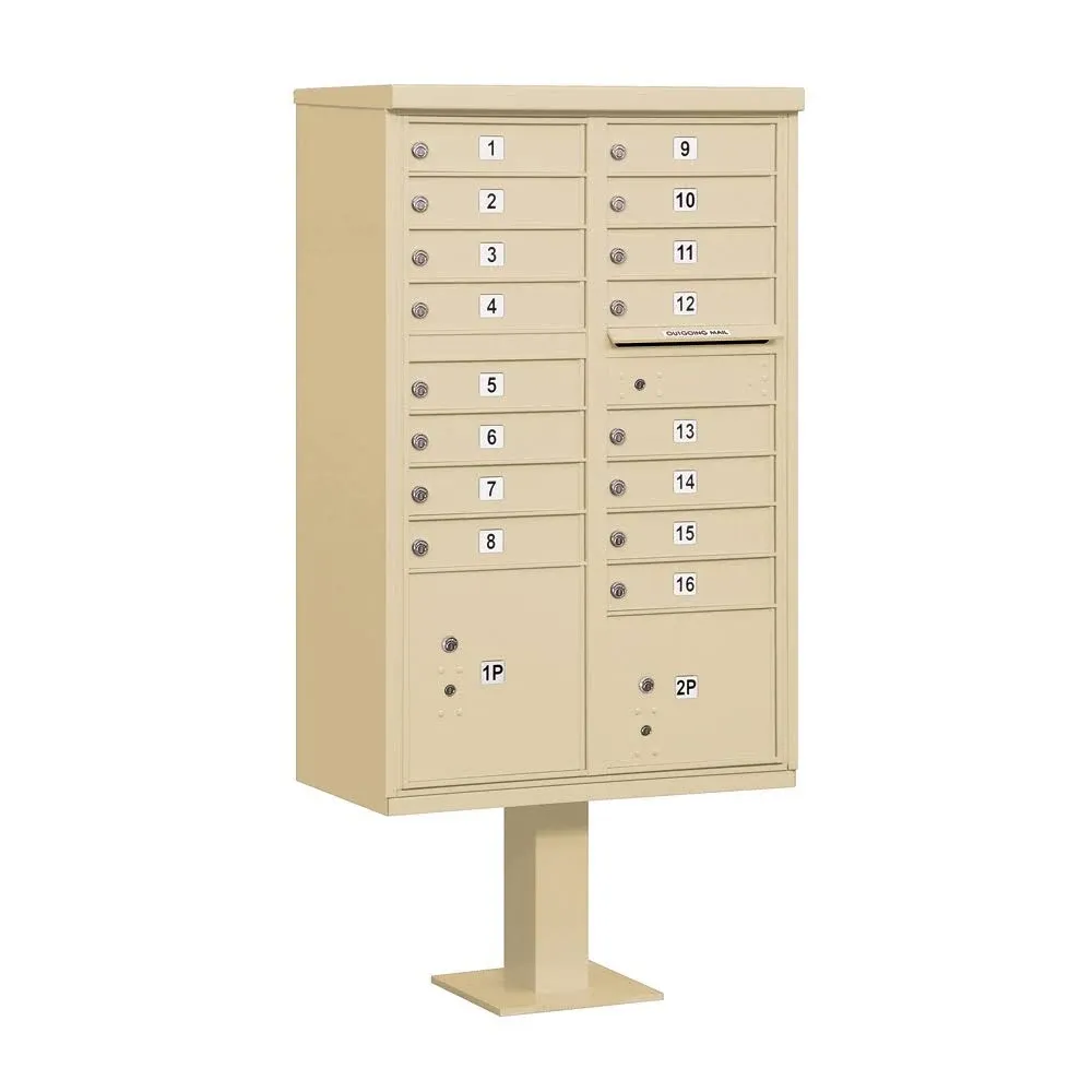 Salsbury 16 Unit Cluster Mailbox A Size Doors Type III - Sandstone - 3316SAN-U