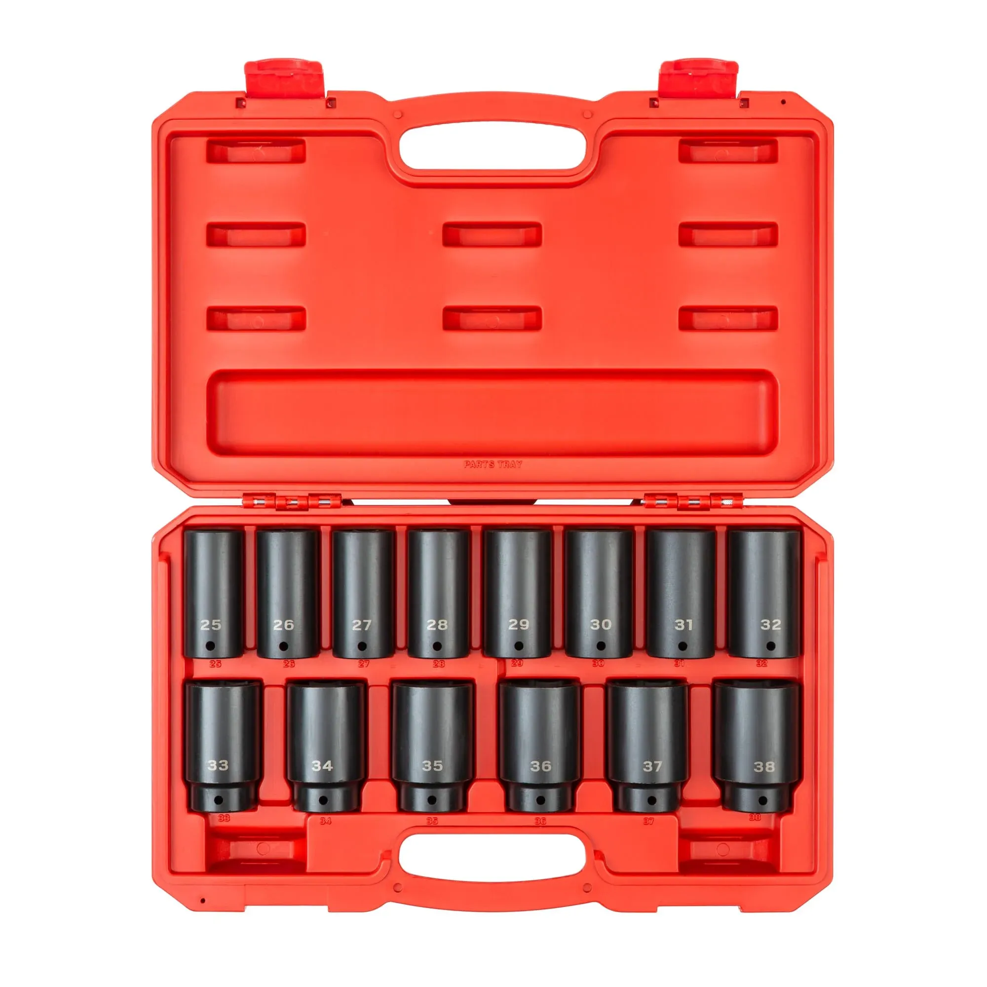 Tekton 1/2 inch Drive Deep 6-Point Impact Socket Set, 14-Piece (25-38 mm) | SID92333