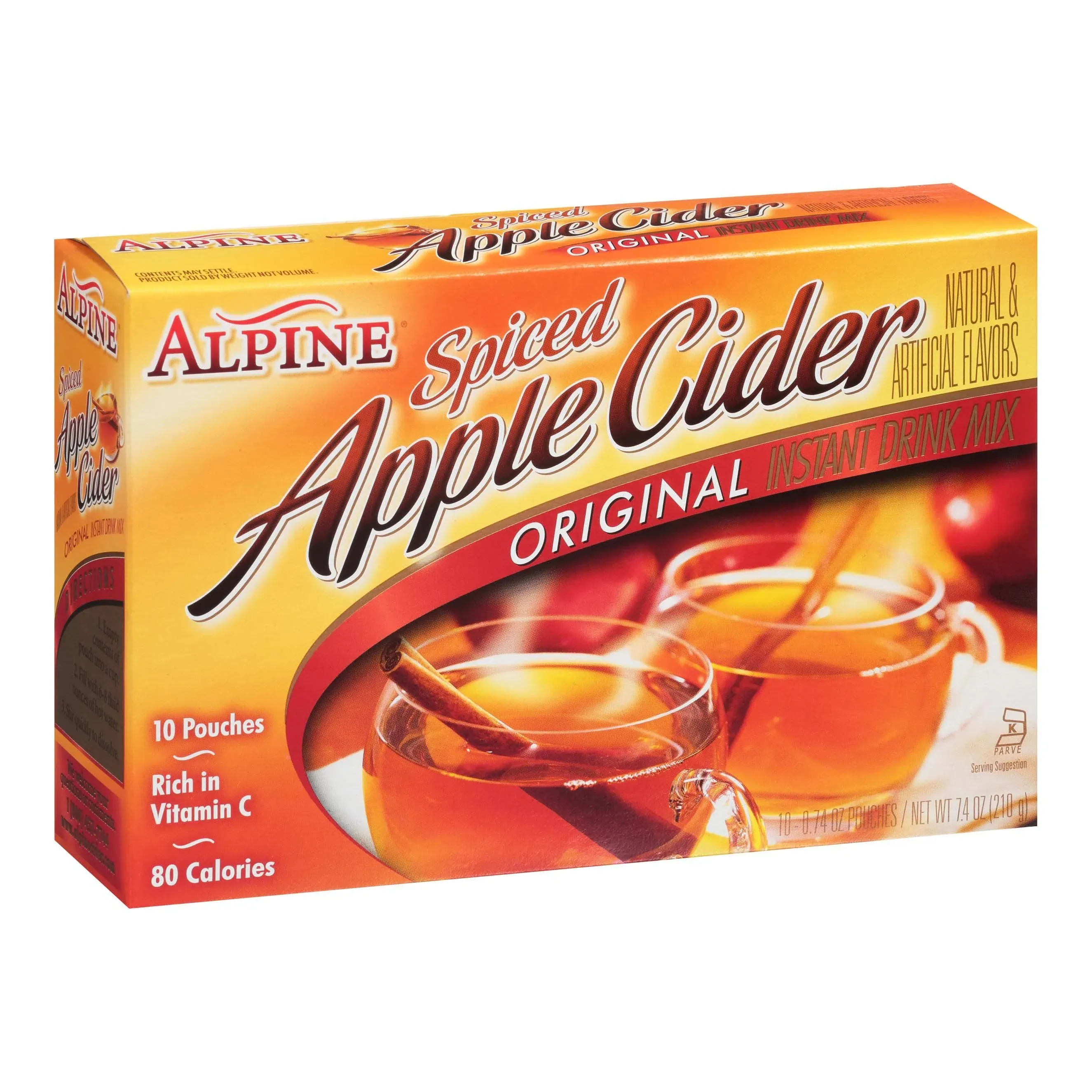 Alpine Drink Mix, Instant, Spiced Apple Cider, Original - 10 pack, 0.74 oz pouches