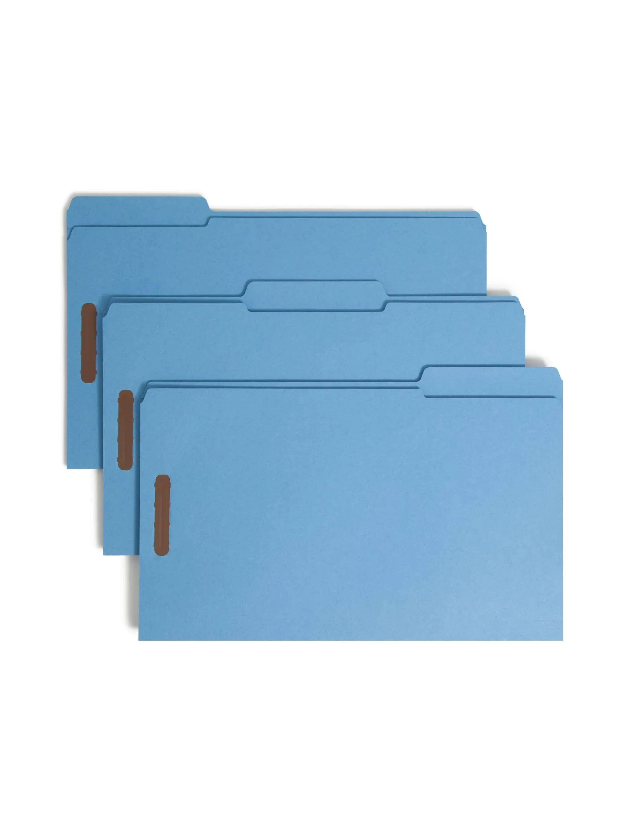 Smead Top Tab Colored 2-Fastener Folders, 1/3-Cut Tabs, Letter size, Blue, 50/Box