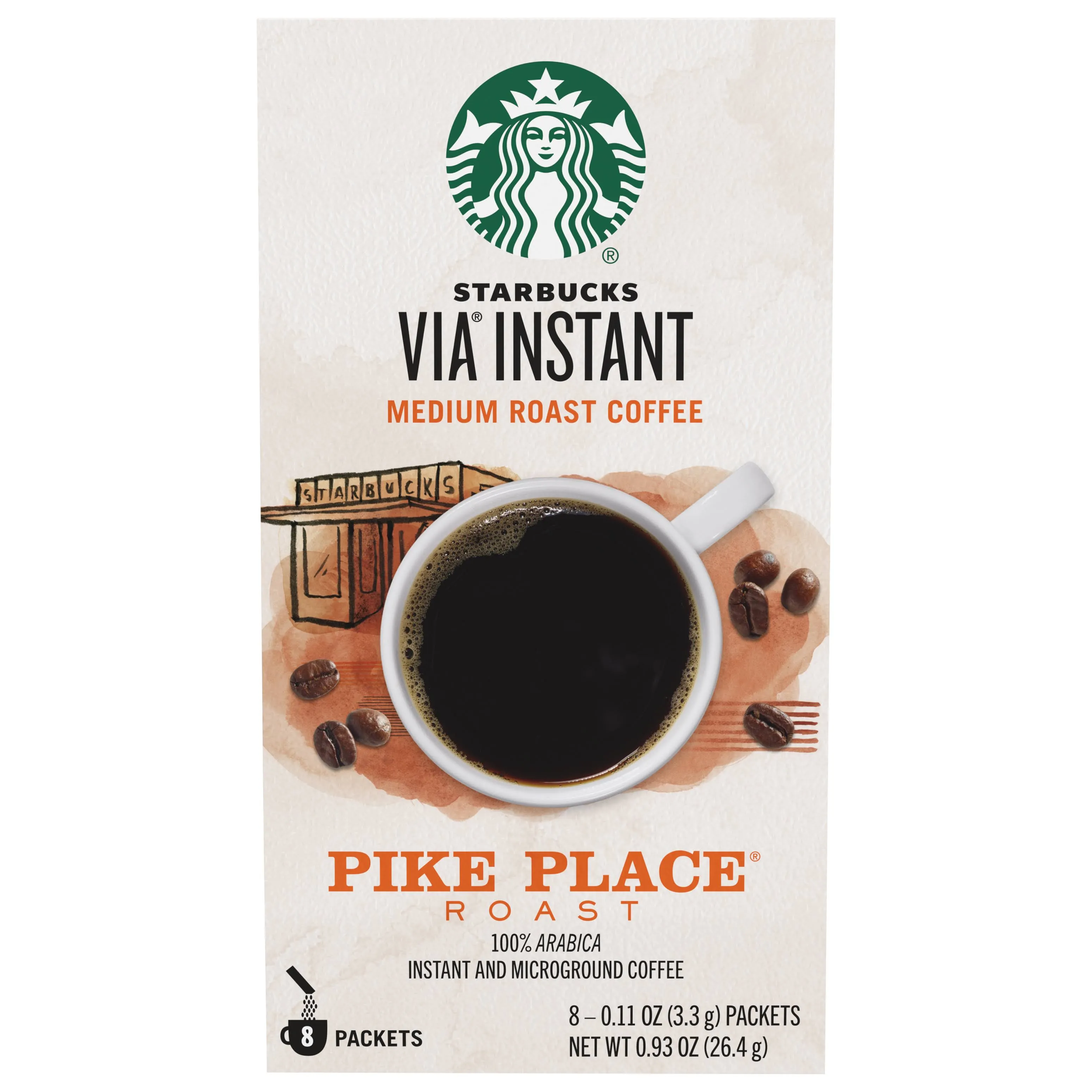 Starbucks Via Instant Pike Place Medium Roast Coffee (0.11 oz, 8 ct)