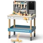 Unleash Creativity with Our Modern Wooden Workbench - Tool Playset with Blackboard for Kids and Toddlers - Interactive Play Construction Sets