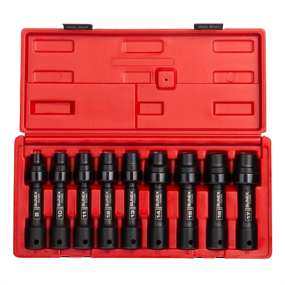 Sunex 2695 9 Piece 1/2" Drive 12 Point Metric Driveline Socket Set