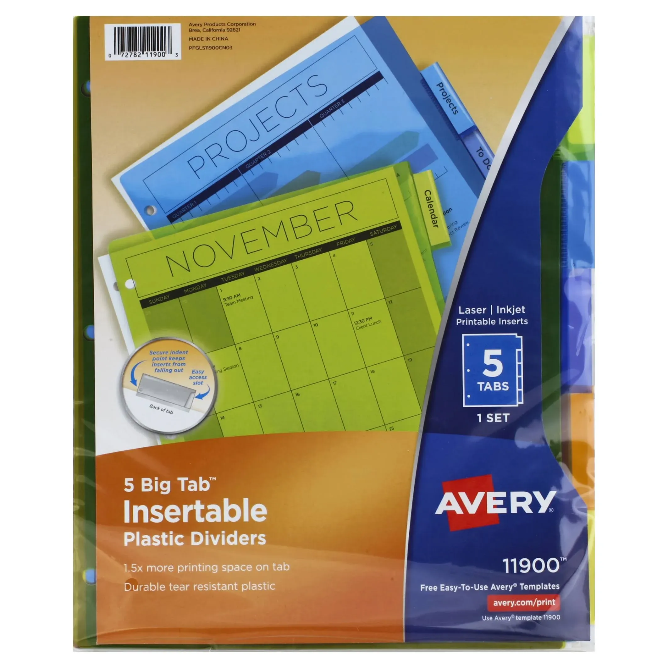 Avery® 8-Tab Binder Dividers, Big Tab™ Insertable Plastic Dividers, Multicolor, 1 Set (11901) | Avery.com