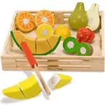 Melissa & Doug Cutting Fruit Set - Wooden Play Food Kitchen Accessory, Multi