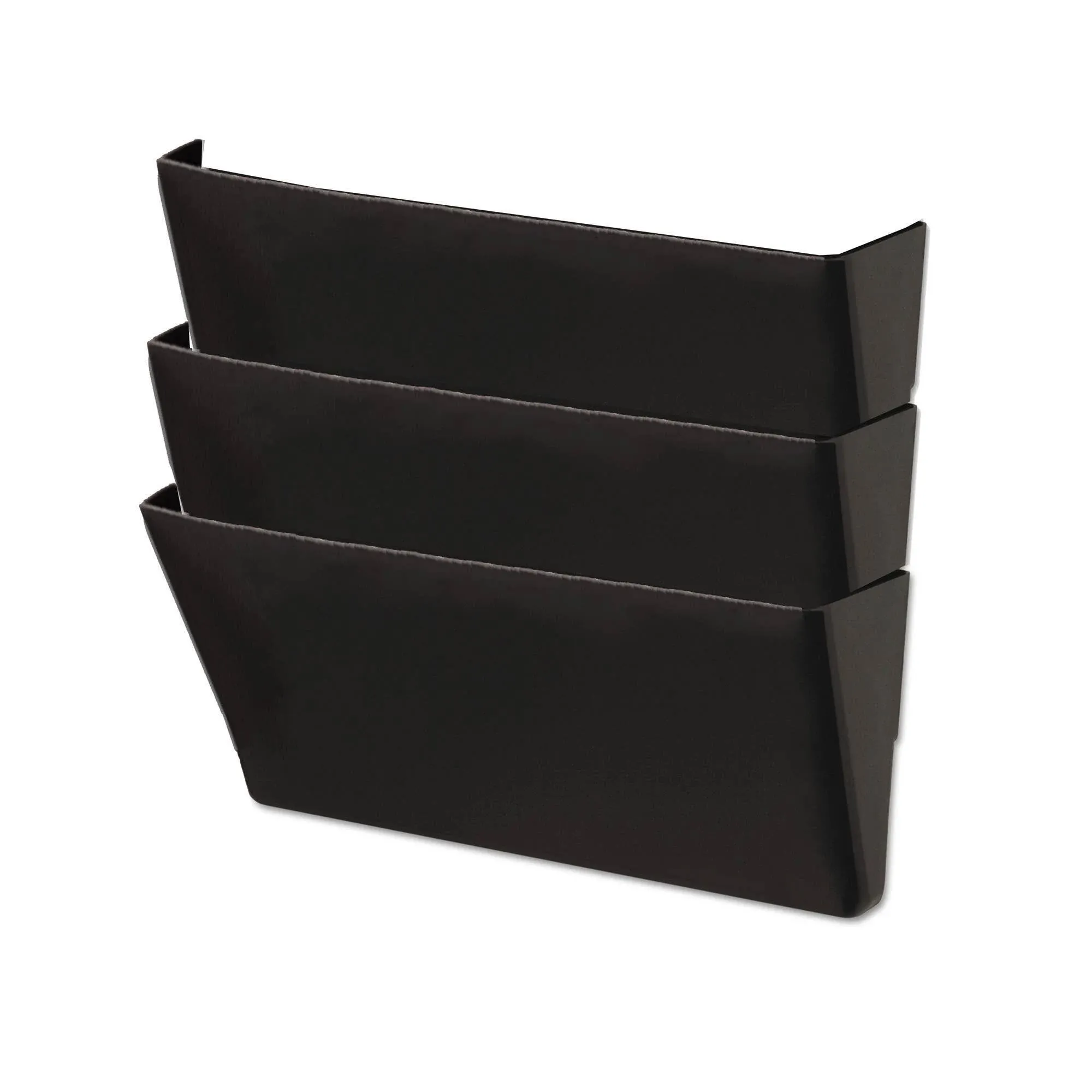 Universal Recycled Wall File Three Pocket Plastic Black