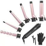 6-in-1 Curling Iron, Professional Instant Heat Up Hair Curling Wand Set with ...