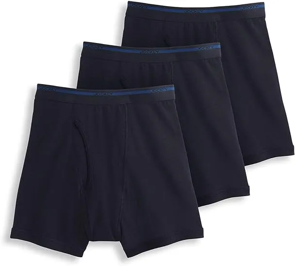 Jockey Men's Classic 3 Pack Cotton Boxer Briefs - Black