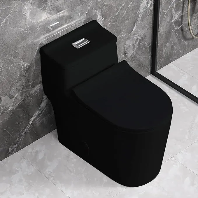 SouNor SN1080B Dual-Flush Elongated One-Piece Toilet (Seat Included) Finish: Black