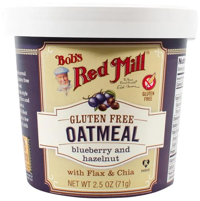 Bob's Red Mill Gluten Free Oatmeal Cup, Blueberry Hazelnut, 2.5 Oz, Pack of 8