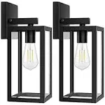 2-Pack Outdoor Light Fixtures Wall Mount Waterproof Exterior Lanterns with Clear Glass Anti-rust Outside Black Sconces Front at MechanicSurplus.com B04018P