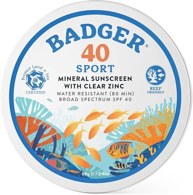 Badger Company, Clear Zinc Sunscreen Cream, SPF40, Unscented, 2.4 oz (68 g)