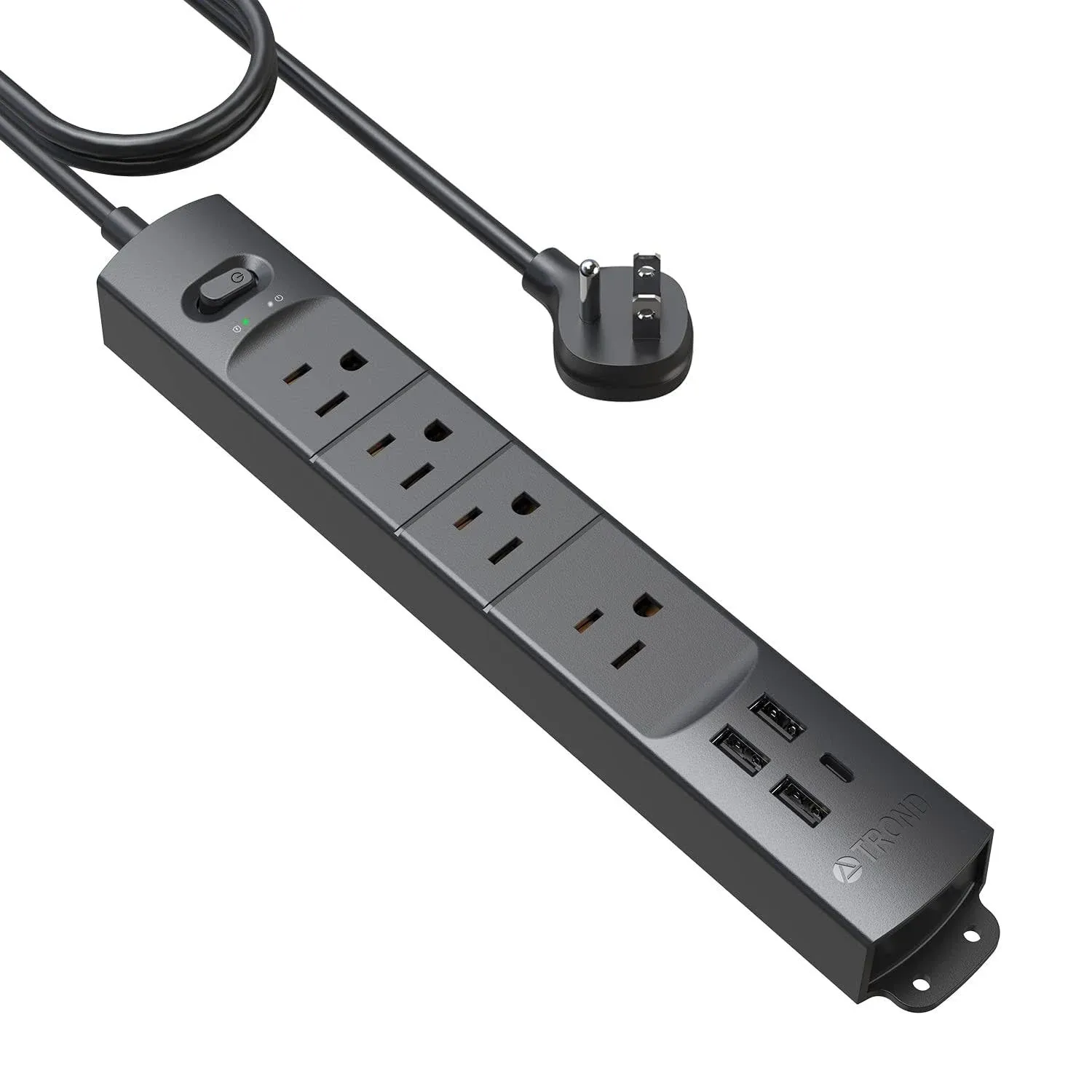 Trond Prime II 4-Outlet Mountable Surge Protector Power Strip with USB Charger