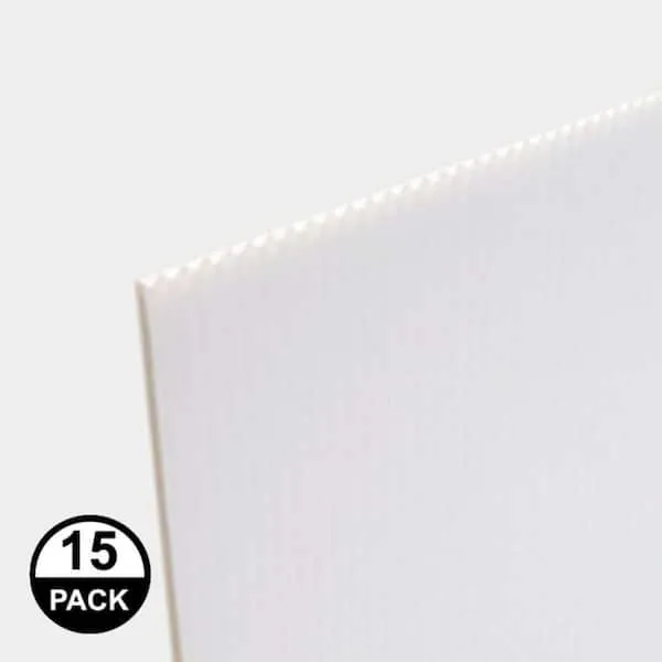 18 in. x 24 in. 4 mm Thick Plastic White Corrugated Twinwall Sheets (15-Pack)