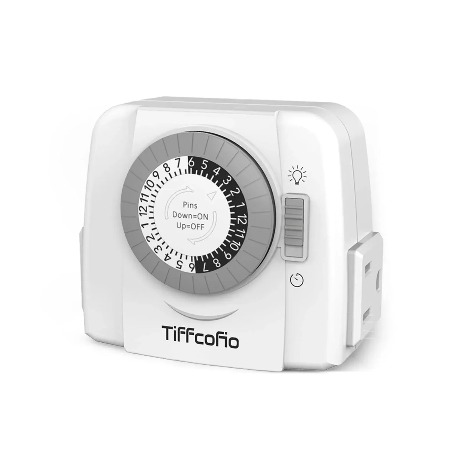 TiFFCOFiO Indoor Mechanical Light Timer, 3 Prong Plug in Outlet Timer, 2 Grounded ...