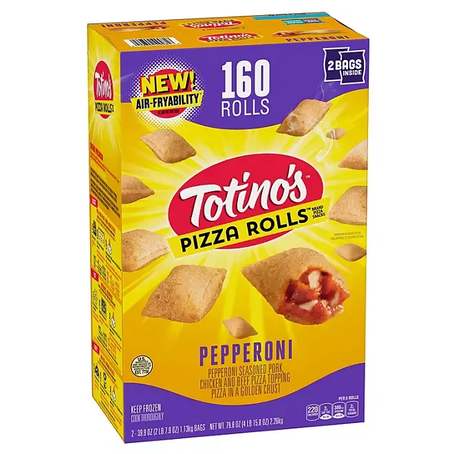 Pepperoni Pizza Rolls, 39.9 oz Bag, 80 Rolls/Bag, 2 Bags/Box