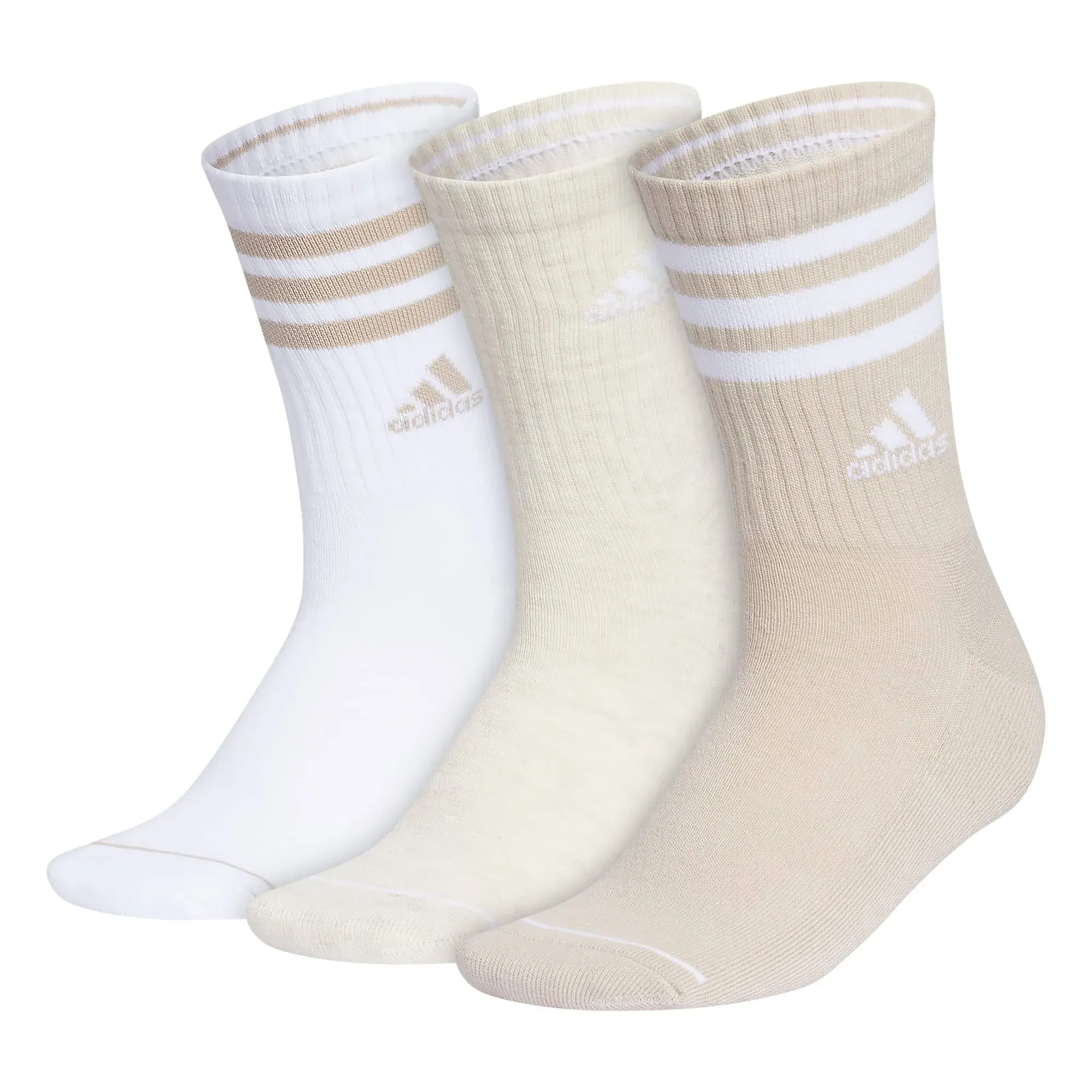 adidas Women's 3-Stripe Crew Socks (3-Pair) with Arch Compression