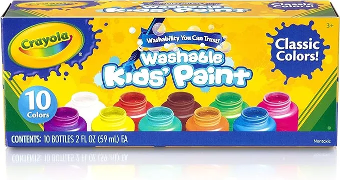 Crayola Washable Kid's Paint, Assorted Colors, Pack of 10Crayola Washable Kid's Paint, Assorted Colors, Pack of 10