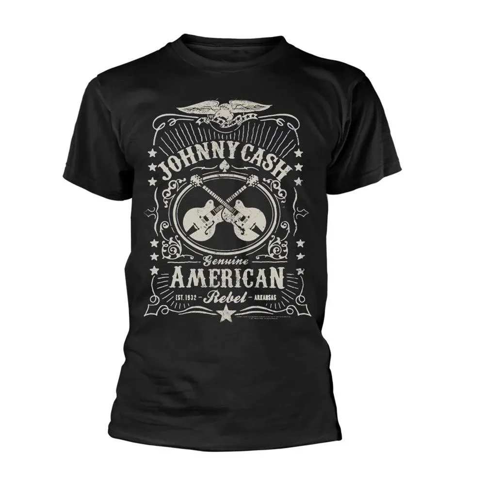 Johnny Cash T Shirt American Rebel Official Mens Black Size