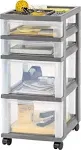 Iris USA Medium 4-Drawer Storage Rolling Cart with Drawers Organizer Top, Gray