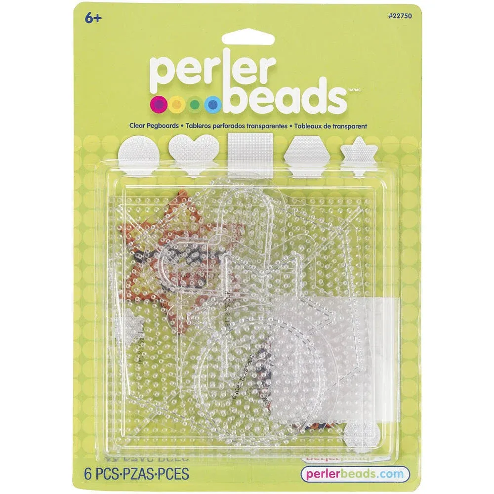 Perler - Small & Large Basic Shapes Clear Pegboards, Pack of 5