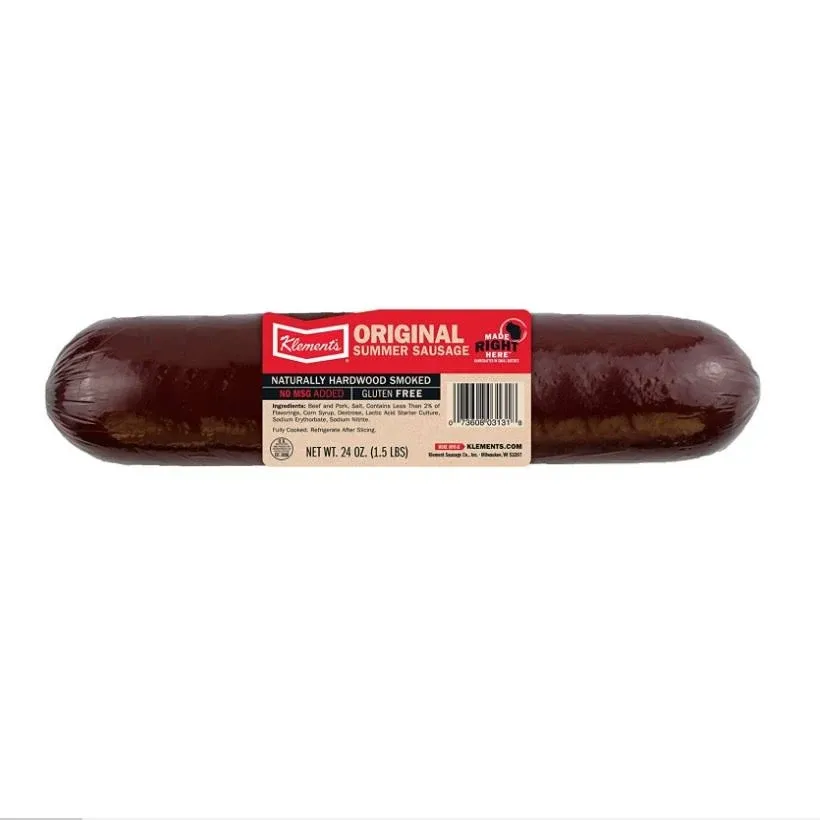 Klement's Original Summer Sausage, Hardwood Smoked 2 Pounds