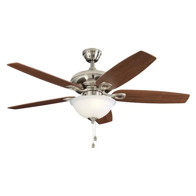 Harbor Breeze Coastal Creek 52in Brushed Nickel Downrod or Close Mount Indoor Ceiling Fan with Light Kit