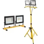 21000 Lumen Work Lights with Stand, 2 Adjustable Head LED Work Light, with Adjustable and Foldable Tripod Stand, Waterproof Lamp with Individual Switch with 6500 Kelvin Color Temperature