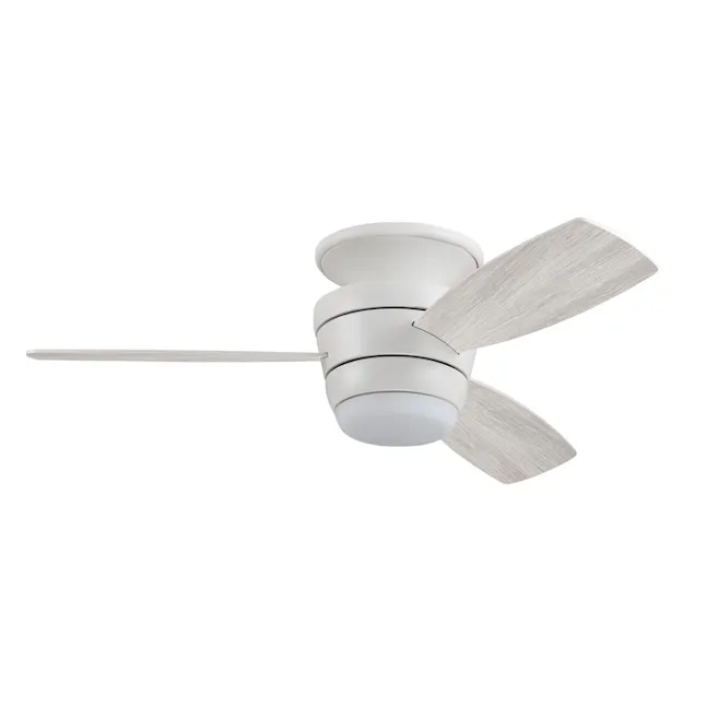 Harbor Breeze Mazon 44-in Brushed Nickel Flush Mount Indoor Ceiling Fan with Light Kit and Remote (3-Blade)