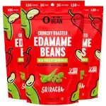 The Only Bean Crunchy Roasted Edamame Snack (Sriracha), High Protein Snacks (13g) Healthy Protein Chips, Keto Friendly Food (2g Net), Plant-Based Vegan Snacks, Office Snacks, Spicy Snack, 4oz (3 Pack)