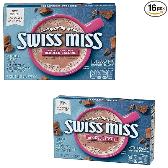 Anai International Swiss Miss Milk Chocolate Flavor Reduced Calorie Hot Cocoa Mix (8) 0.39 Ounce Envelopes (2 Packages)