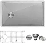 Gravena 32" Undermount Single Basin 16 Gauge Stainless Steel Kitchen Sink with Basin Rack and Basket Strainer