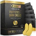 DERMORA Skin Treatment Mask 24K Gold Eye Mask - 20 Pairs Eye Gels - Rejuvenating Treatment for Dark Cirlce,Puffiness,Refresh,Revitalizing,Travel,Wrinkles