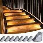 VOLISUN Outdoor Stair Lights 8 Pack, Solar Step Lights Waterproof Ip67,80 Lumen, LED Step Lights Outdoor for Garden Backyard Stair, Staircase, Front 21182ZM