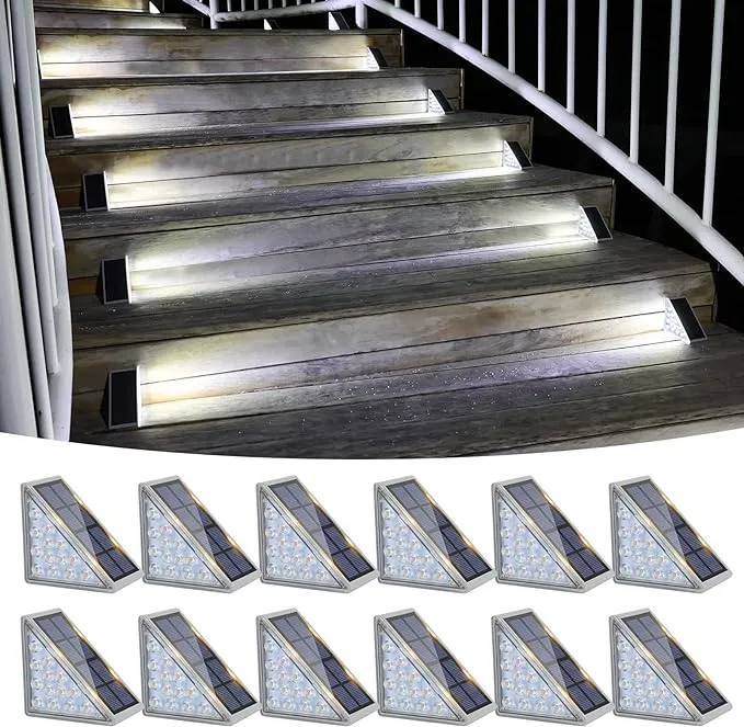 Solar Stair Lights 6 Pack, Solar Step Lights Outdoor Waterproof IP67, LED Out...