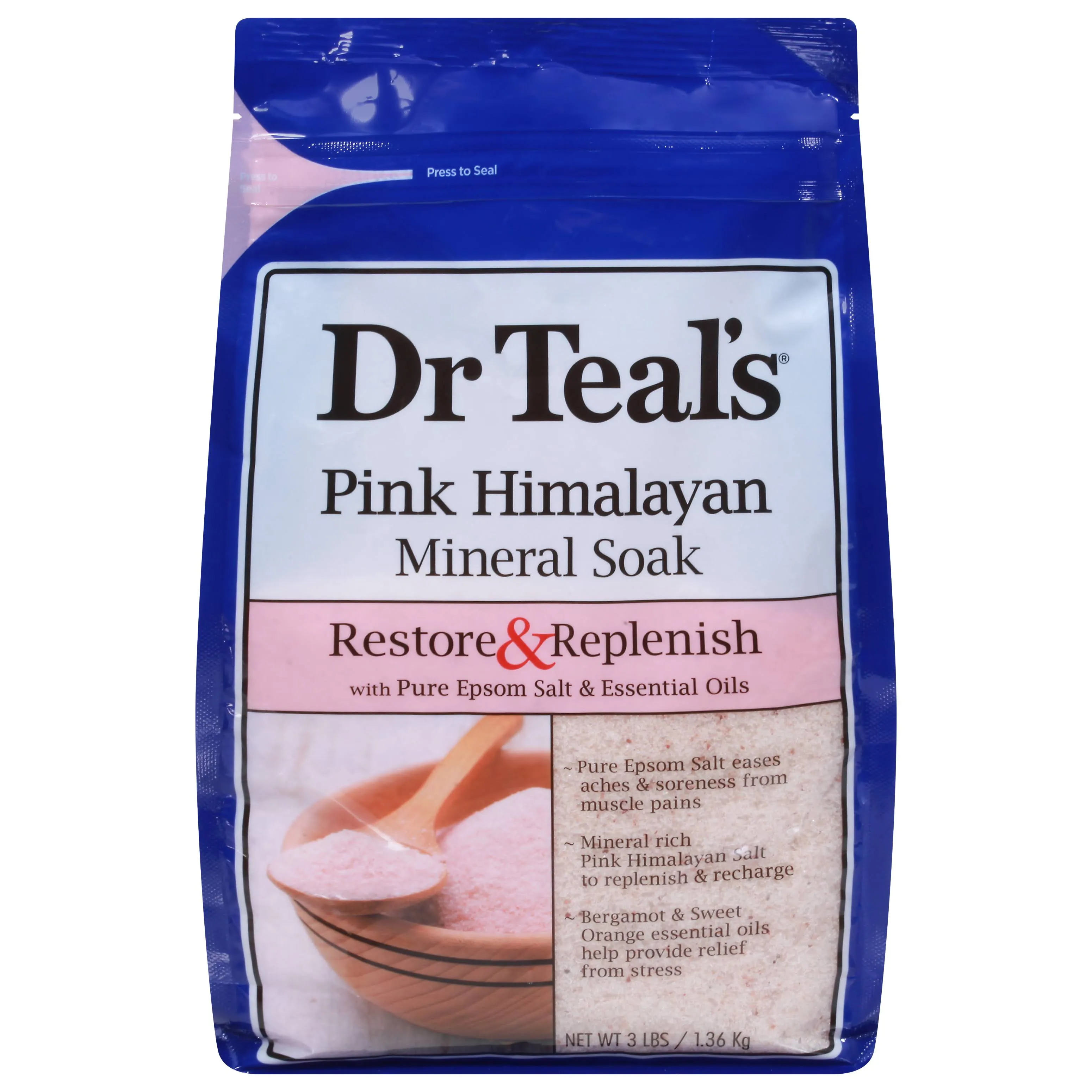 Dr Teal's Restore & Replenish Pink Himalayan Mineral Soak, 3 lbs.