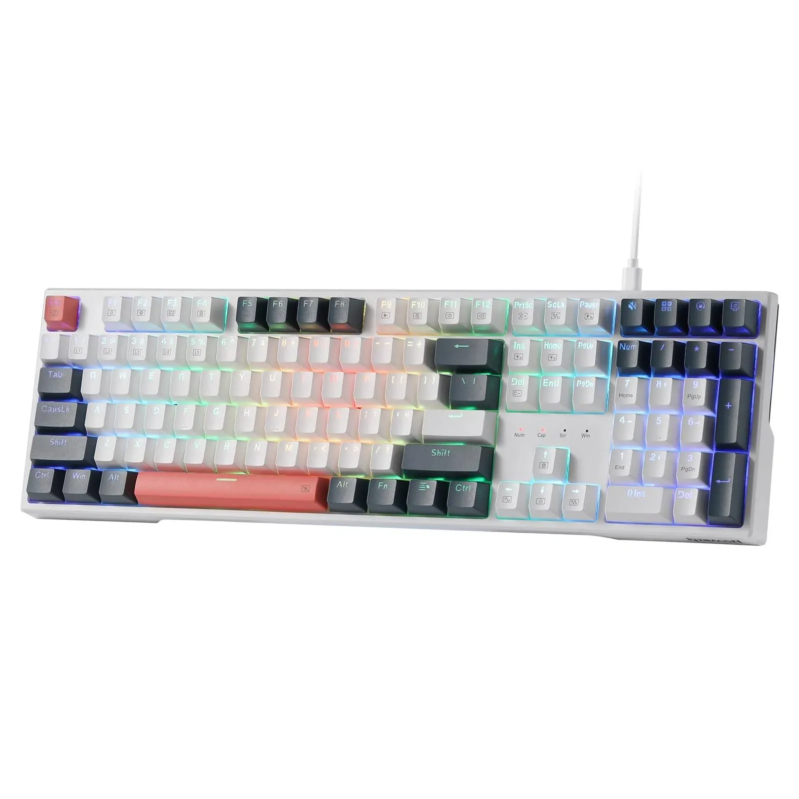  K668 RGB Gaming Keyboard, 104 Keys + Extra 4 Hotkeys Wired Mechanical 