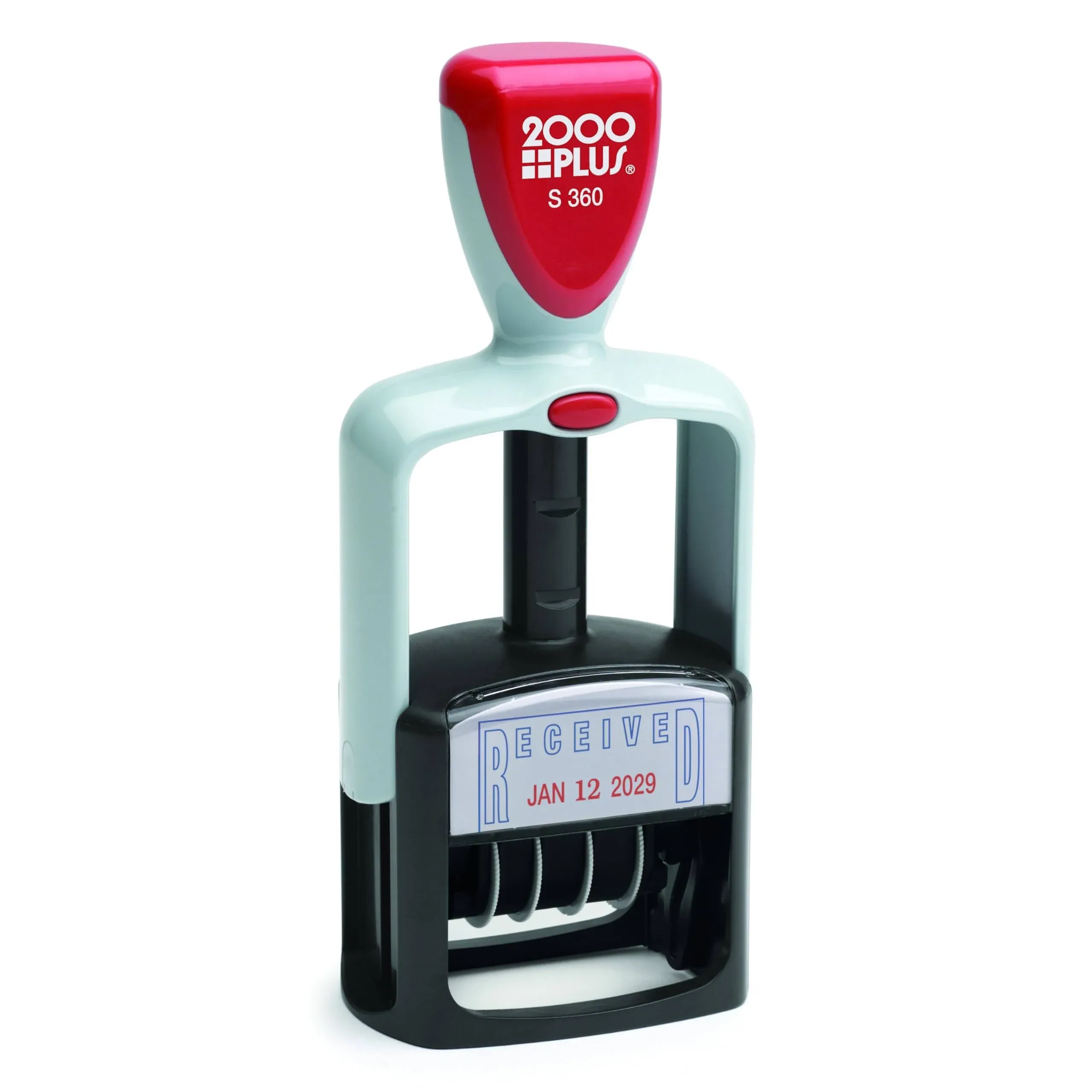 Two-Color Word Dater, 1 3/4 x 1, Received, Self-Inking, Blue/Red