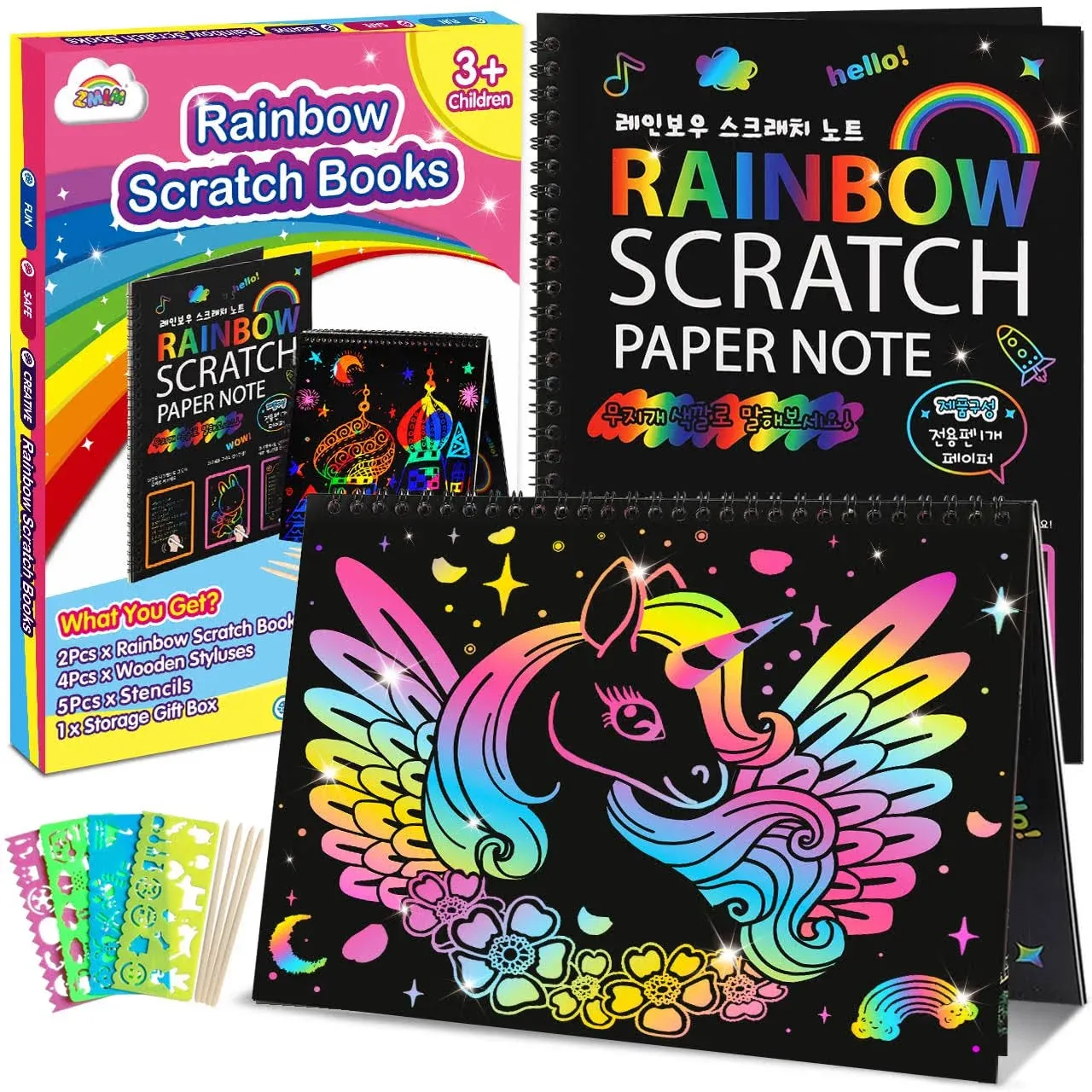 Rainbow Scratch Paper Art Set - 2 Pack for Kids&#039; Creative Fun!