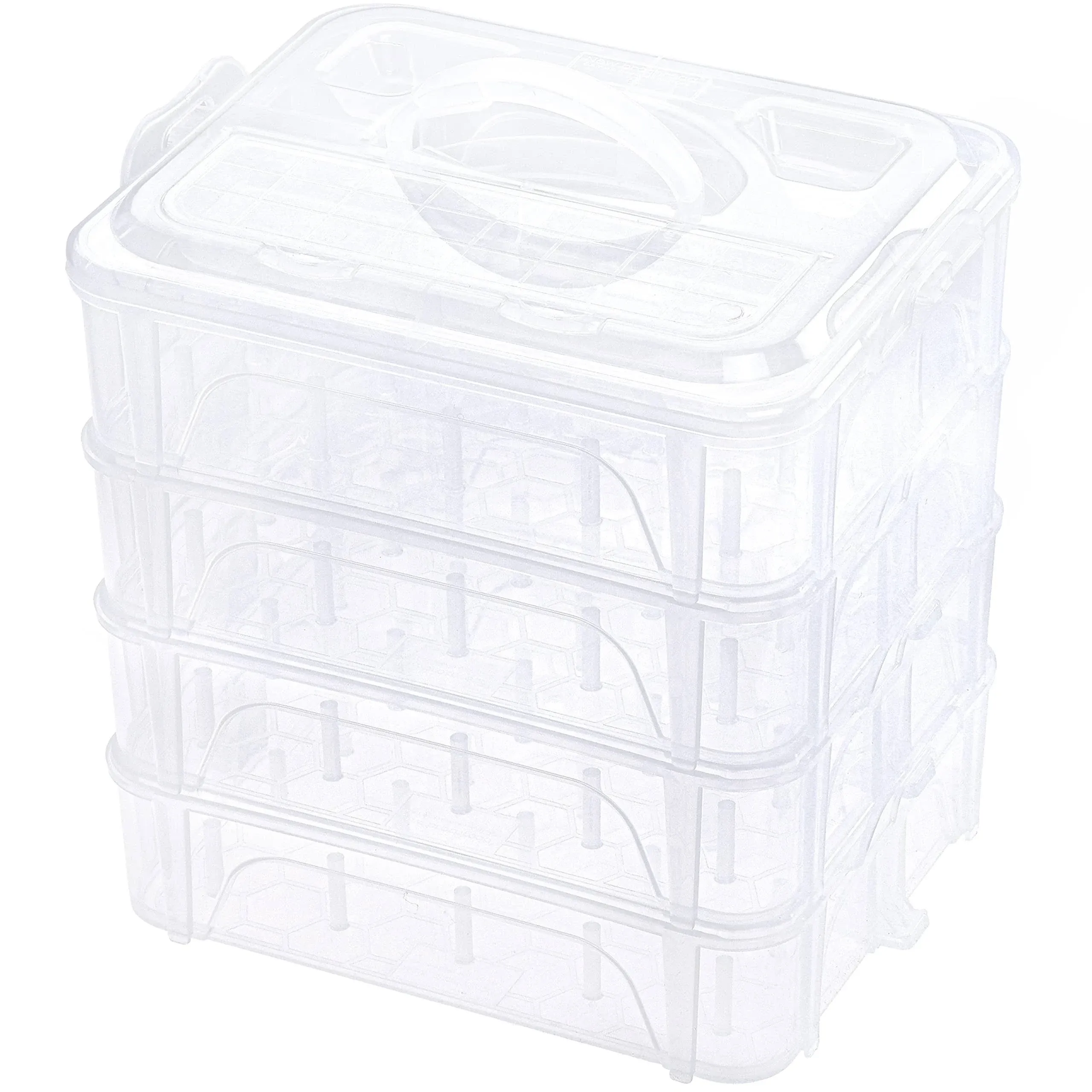 4 Layers Stackable Clear Storage Box/Organizer for Holding 80 Spools Home Embroi