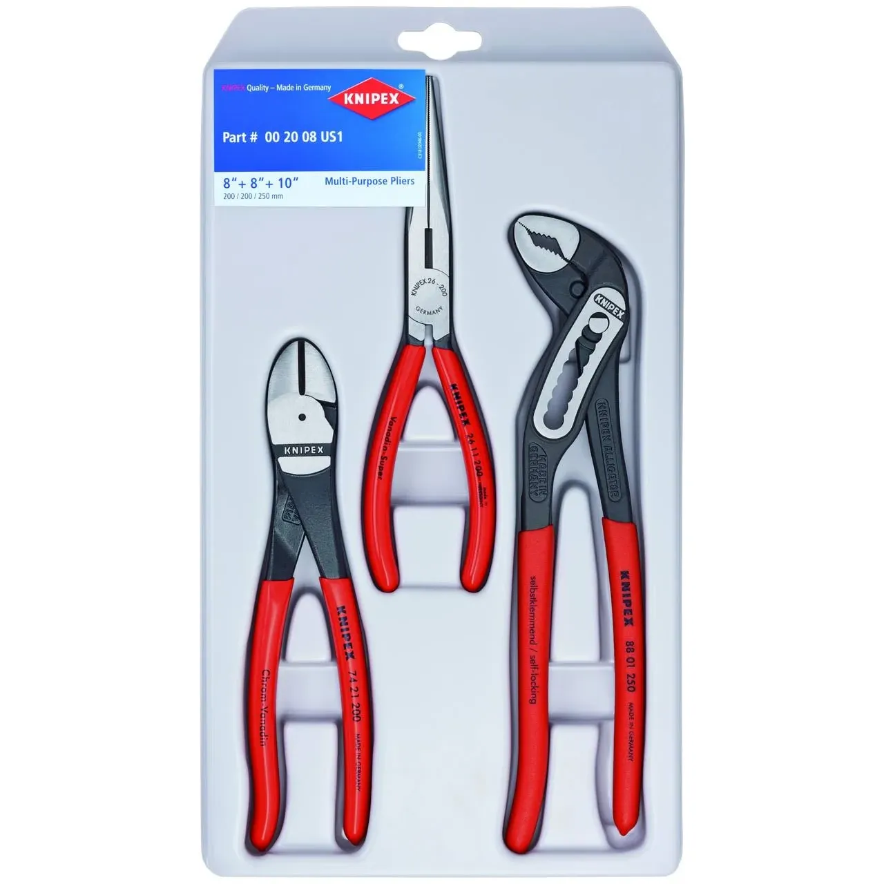 KNIPEX 00 20 08 US1 3 Piece Kraft 1 Pliers Set german made cutters needlenose