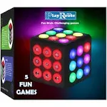 PlayRoute Light Up Cube Toy - 5 Electronic Brain & Memory Games for Kids Boys & Girls Ages 6 7 8 9 10-12 Years Old and Up - H