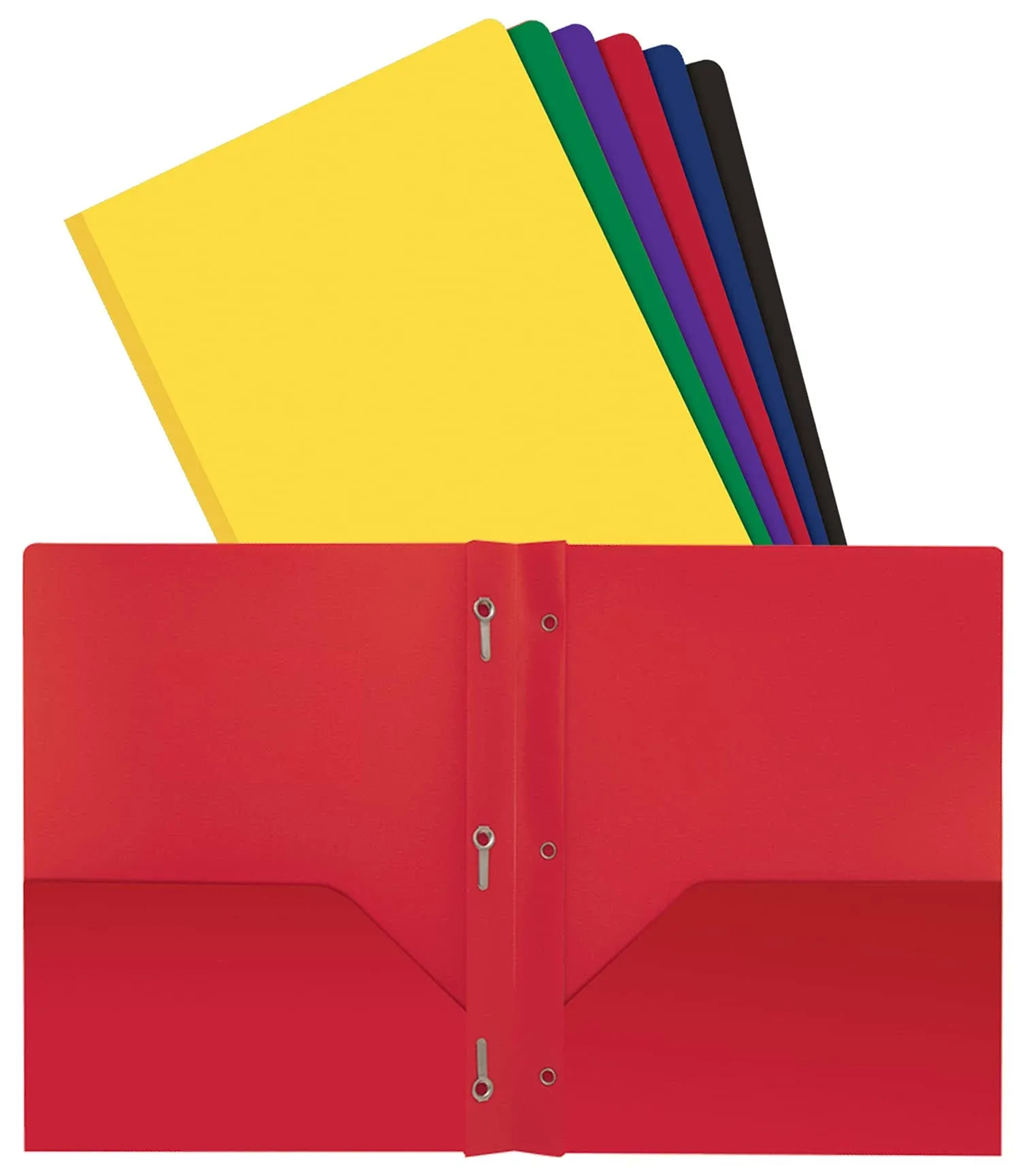 Better Office Products Poly 2 Pocket Folders with Prongs  Heavyweight  6 Pieces  Assorted Primary Colors  Letter Size