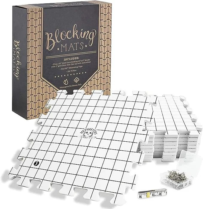 Blocking Mats for Knitting - Pack of 9 GRAY Blocking Boards with Grids for Needl