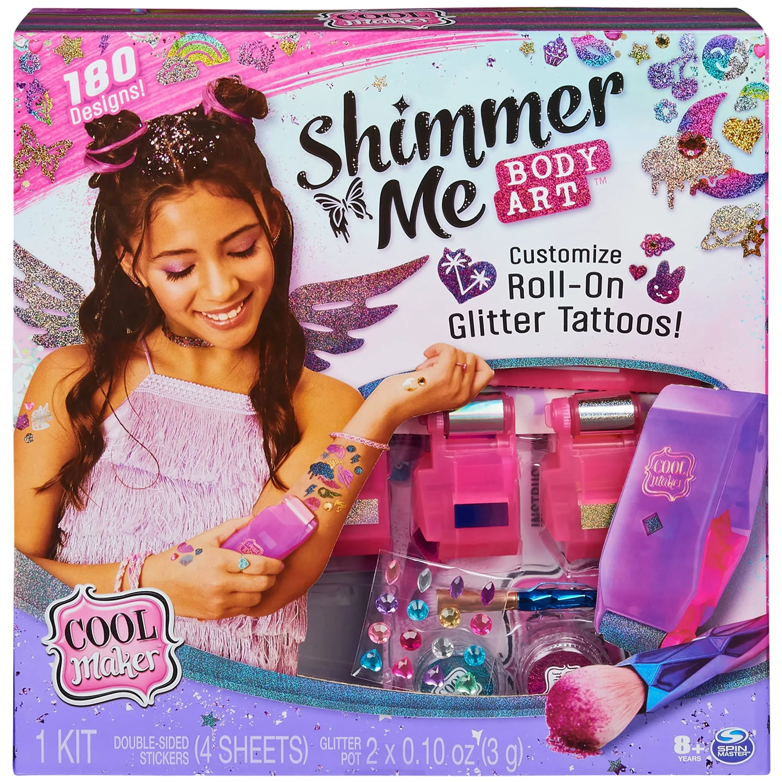 Cool Maker, Shimmer Me Body Art With Roller, 4 Metallic Foils And 180 Designs ...